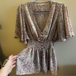 Baby Pink Floral Peplum Blouse